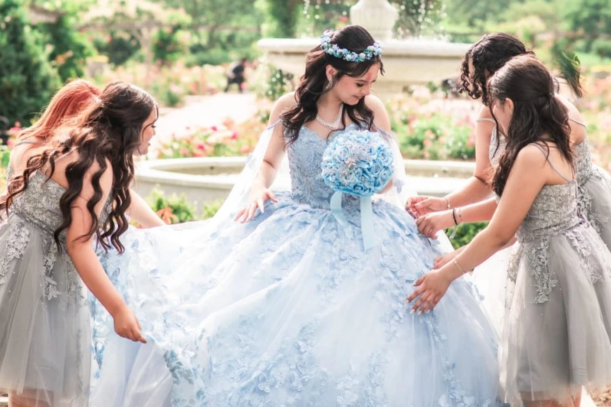 Lorencia-vestido De Quinceañera De princesa mexicana, traje azul con lentejuelas, apliques De cuentas, dulce 16, 15 años, YQD58, 2024