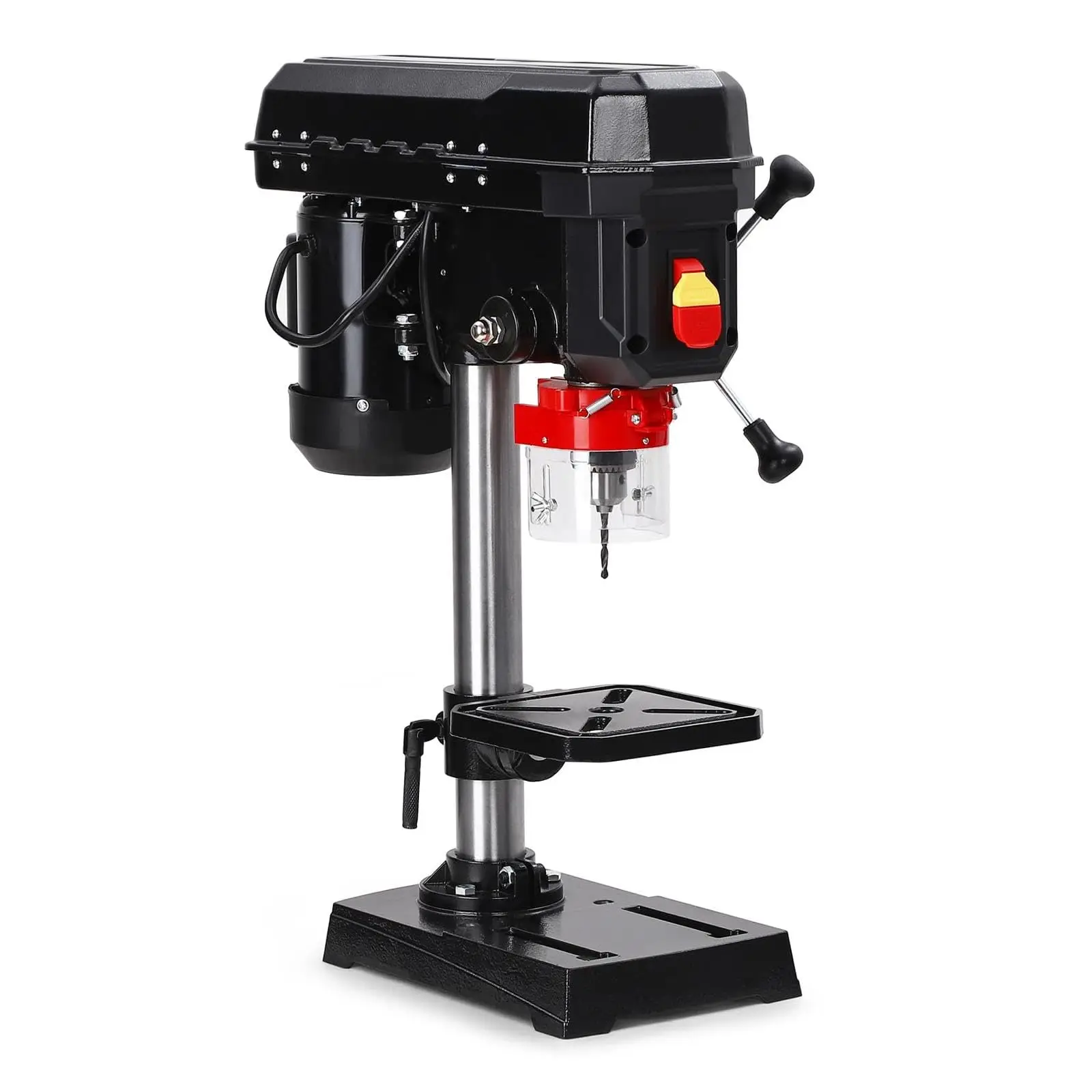 

8 Inch Bench Drill Press, 2.5Amp, 5 Speed Adjustable, Swing Distance 0-45° Tilting, Controls Benchtop for Wood, Metal Drilling