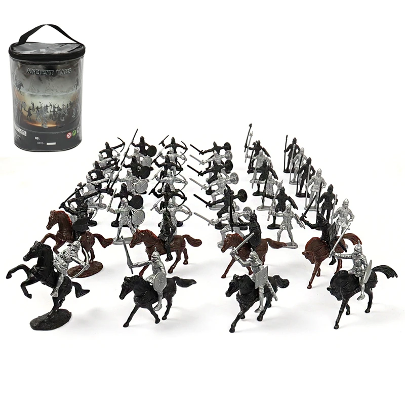 52 Stks/zak Middeleeuwse Cavalerie Oorlogspaard Soldaat Model Romeinse Soldaat Oude Middeleeuwse Krijger Model Actiefiguren Speelgoed