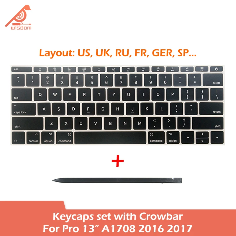 Laptop US UK RU FR GER SP JP A1708 Keycaps Keys For Macbook Pro Retina 13