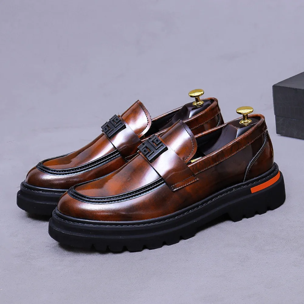 

New Men's Platform Elevator Slip-ons | Genuine Cowhide, Lightweight, Versatile Business Formal and Casual Leather Shoes