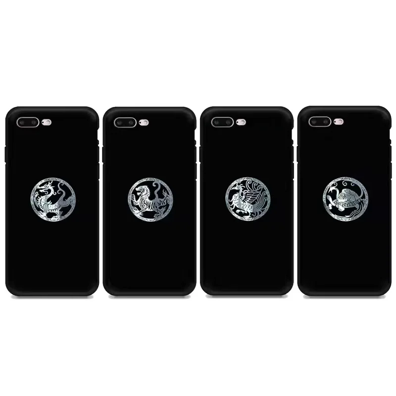 Holy Beast Qinglong White Tiger Suzaku Xuanwu mobile phone sticker back shell metal sticker mobile phone computer back sticker