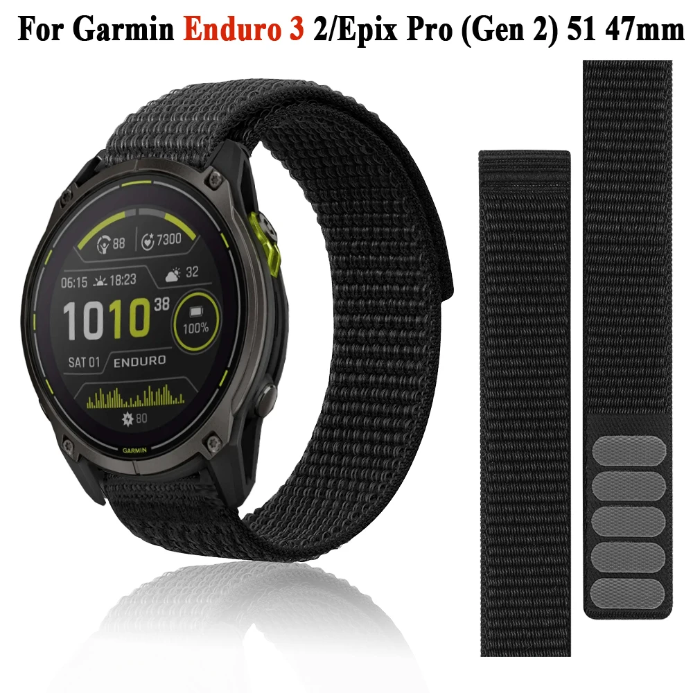 هوك حلقة النايلون الساعات حزام ل Garmin إندورو 3 2 سوار ساعة ل Garmin Fenix 8 E 5X 6X 6 Pro 7X Epix Pro 935 معصمه