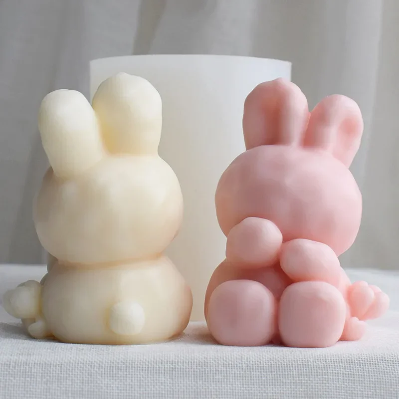 3D Cute Cartoon Rabbit Soap Silicone Mold Fondant Mould Chocolate Bunny Mousse Cake Molds Aromatherapy Home Decor Gift