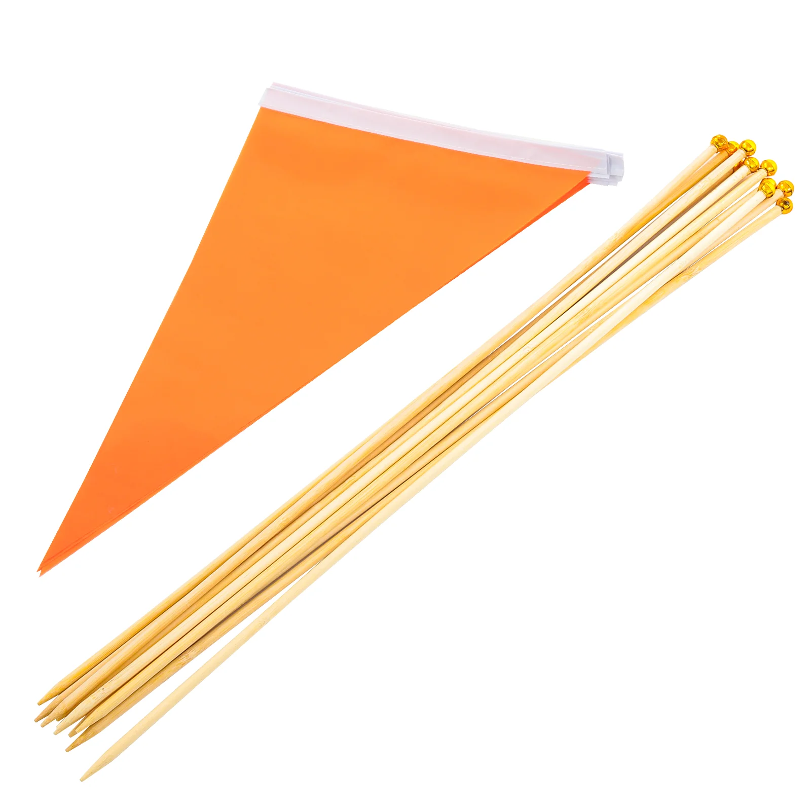 10 Pcs Recumbant Lawn Marking Flags Green Decor Small Distance Orange Polyester Fittings