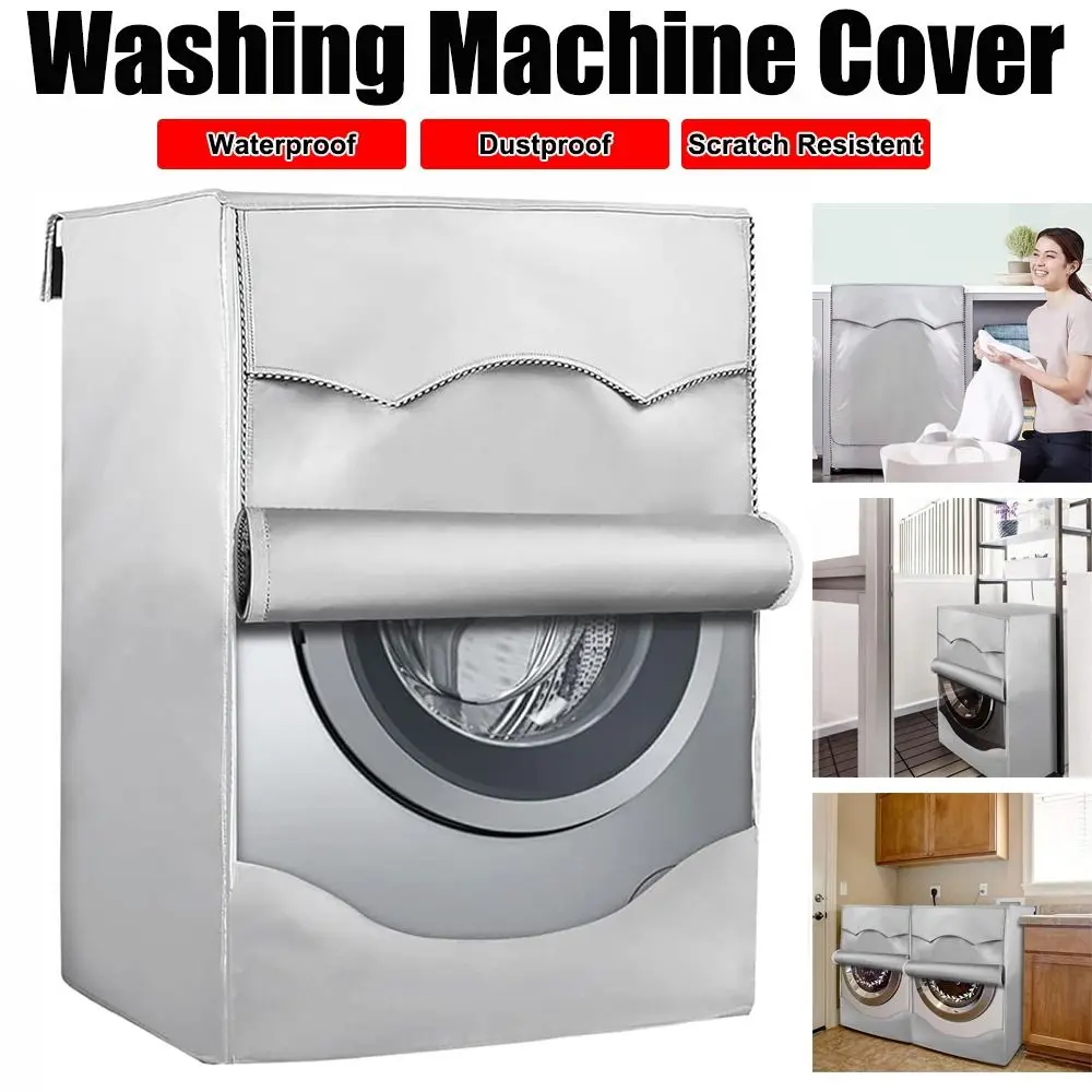 Nieuwe Universele Wasmachine Cover Met Roll Edge Oxford Wasmachine Droger Cover Zilveren Wasmachine Covers Voor Front Loading Machine