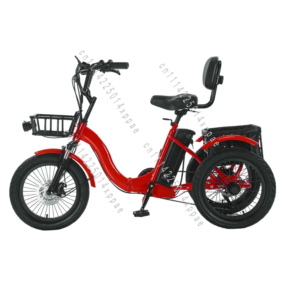 For Delivery and Family Use Fat Tire Electric Cargo Tricycle with Rear Rack Long Range Ebike 3 Wheels