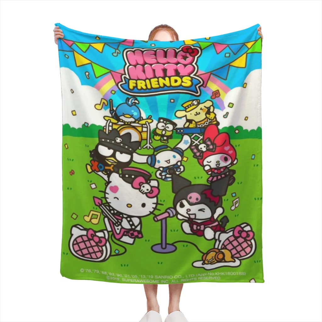 Cute Anime Sanrio Hello Kitty Kawaii Medium Blanket Fluffy Soft Bedroom Decor Sofa Blankets Comforter Home and Decoration