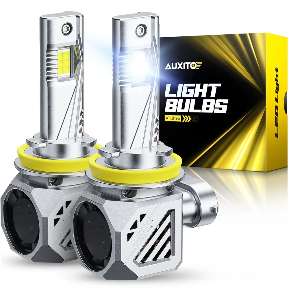 AUXITO 2Pcs 25000LM H11 H8 H9 LED Headlight Bulbs 6500K White 9006 HB4 9012 LED Front High Low Beam 9005/HB3 With A Cooling Fan