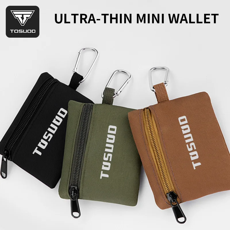 TOSUOD Zipper Belt Bag Outdoor Camping Hiking Coin Purse Key Card Holder Mini Organizer Bag With Carabiner Hunting Bag