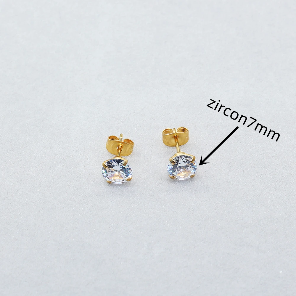 Edelstahl-Ohrstecker mit Zirkonia-Steinen, glitzernder Ohrschmuck für Damen und Mädchen, hypoallergen, glänzende Stecker, für den täglichen Gebrauch und für Partys. – Detail 4