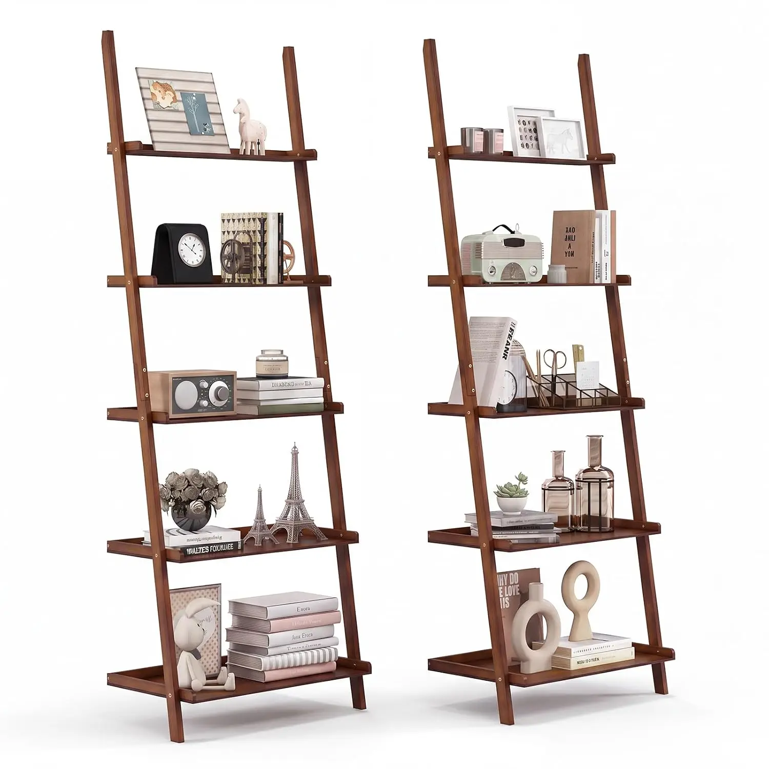Bamboo 5-Tier Ladder Shelf Bookcase, 72