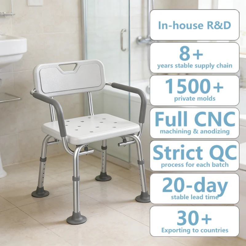 

Simplywalk Aluminum Alloy 150KG Bath Shower Chair Filp up Shower Room Disabled People MDR CE Certification Long-term Partner