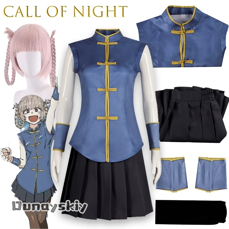 

BCall of The Night Nanakusa Nazuna Косплей Костюм Аниме Косплей Костюм {Yumekiri} Азиатский Стиль Синий Жилет Костюм Рождественское Платье