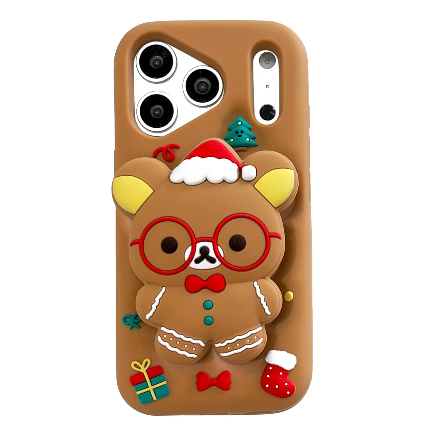 

17 17Promax 3D Christmas Bear Soft Silicone Phone Case, Stand Back Cover Cute Cartoon Animal For iPhone 12 13 14 15 16 17Pro Max