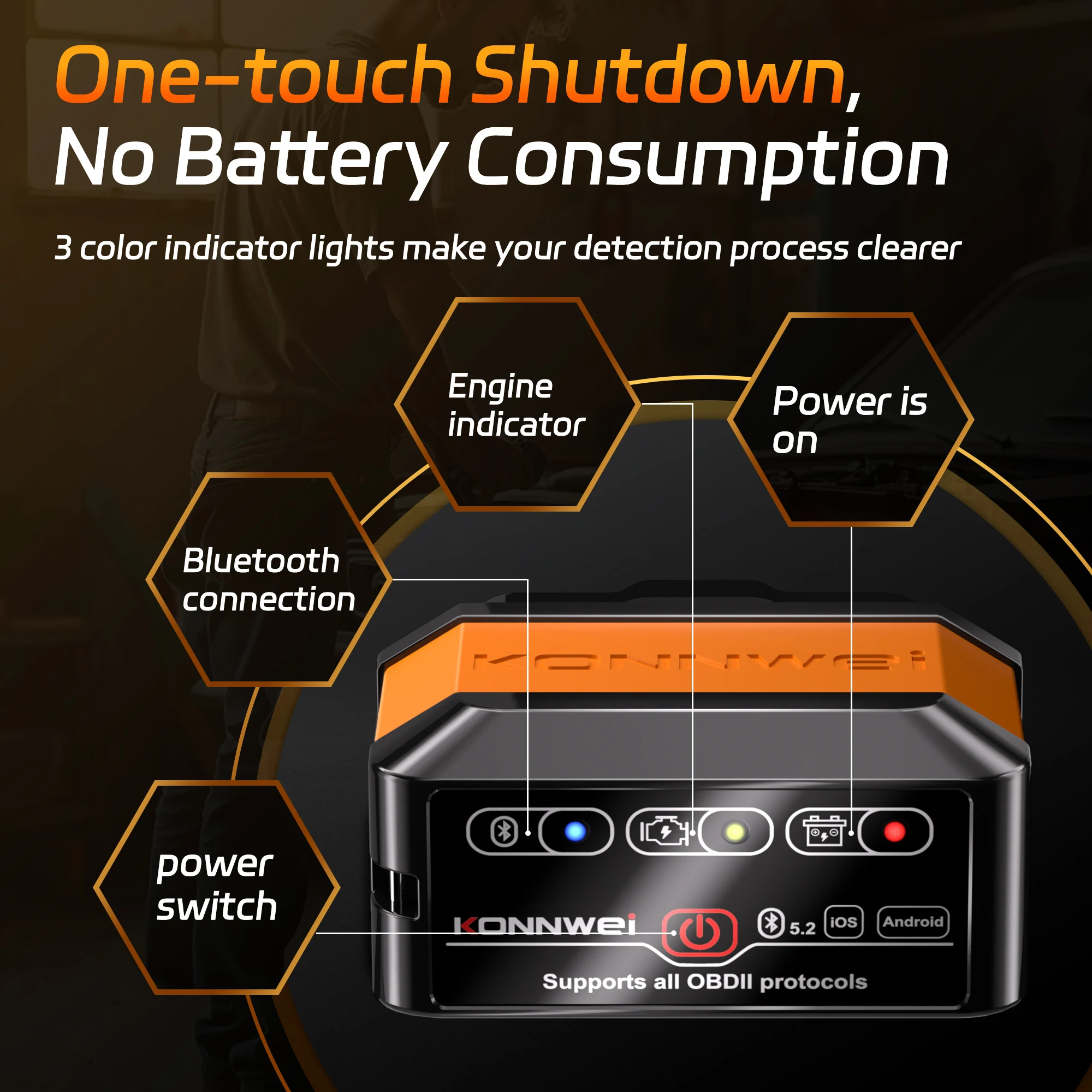 KONNWEI KW906 ELM327 V1.5 Obd2 ماسحات خطأ السيارة بلوتوث 5.0 أداة تشخيص obdii لقارئ رمز أندرويد/IOS #3