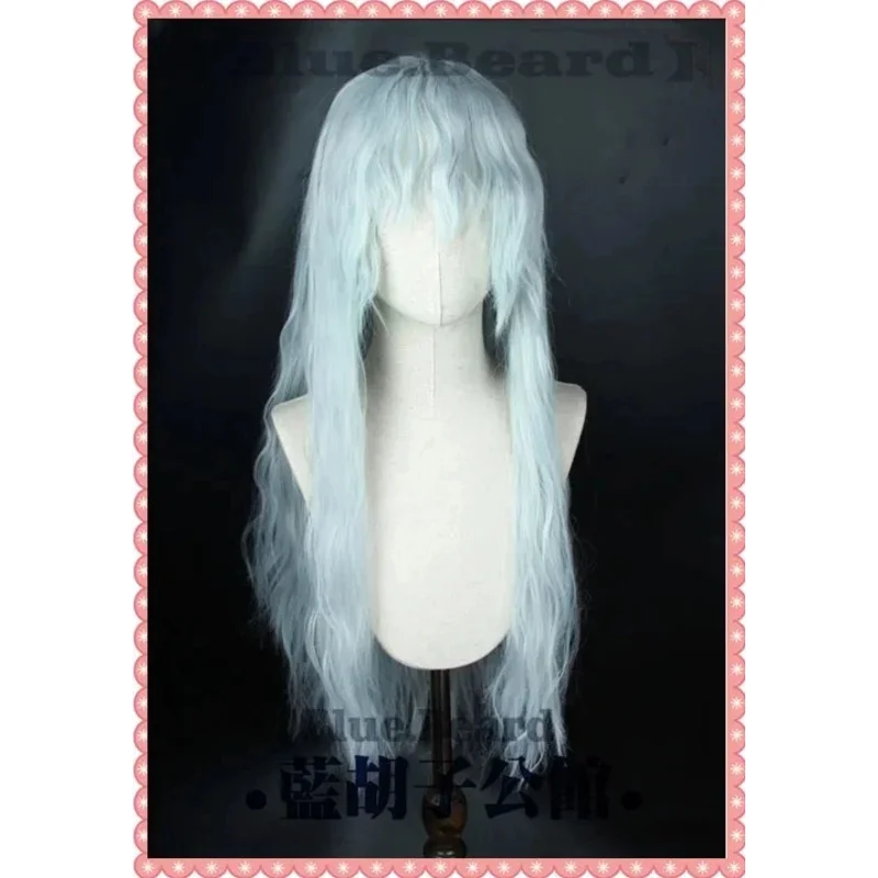 Berserk Griffith cosplay wig silver white mixed blue curly wavy long heat resistant synthetic hair