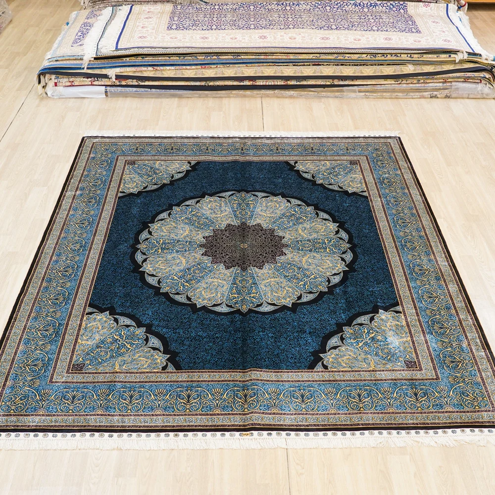 244x305cm Hand Knotted Turkish Silk Rug Traditional Handwoven Carpet for Living Room