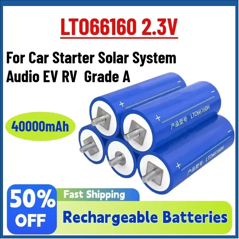 High-Performance In Stock LTO66160 2.3V 40000mAh LTO Lithium Titanate Battery for Car Starter Solar System Audio EV RV Grade