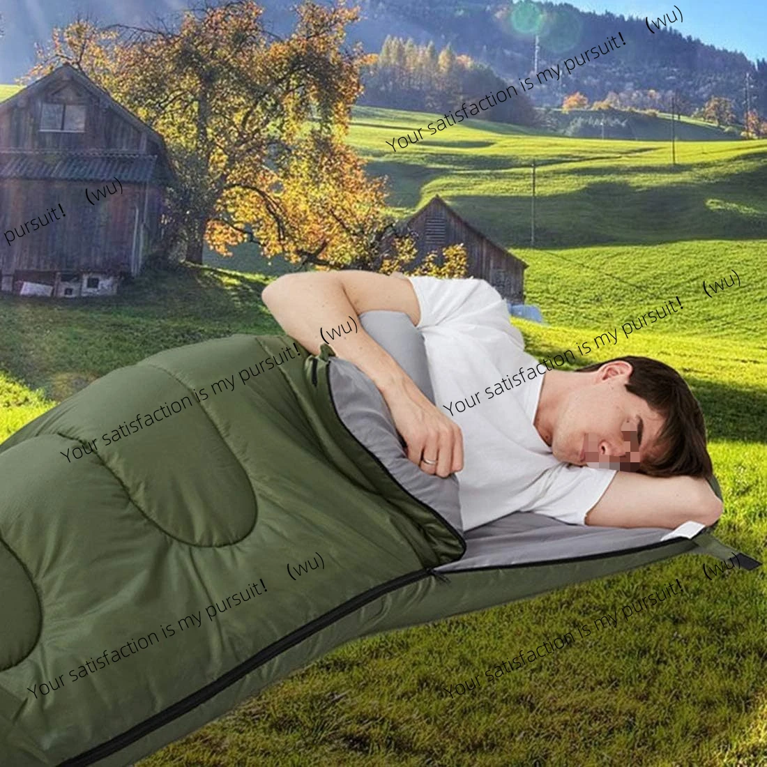 

Outdoor adult sleeping bag, single camping envelope winter sleeping bag, thickened warm and portable for men and women