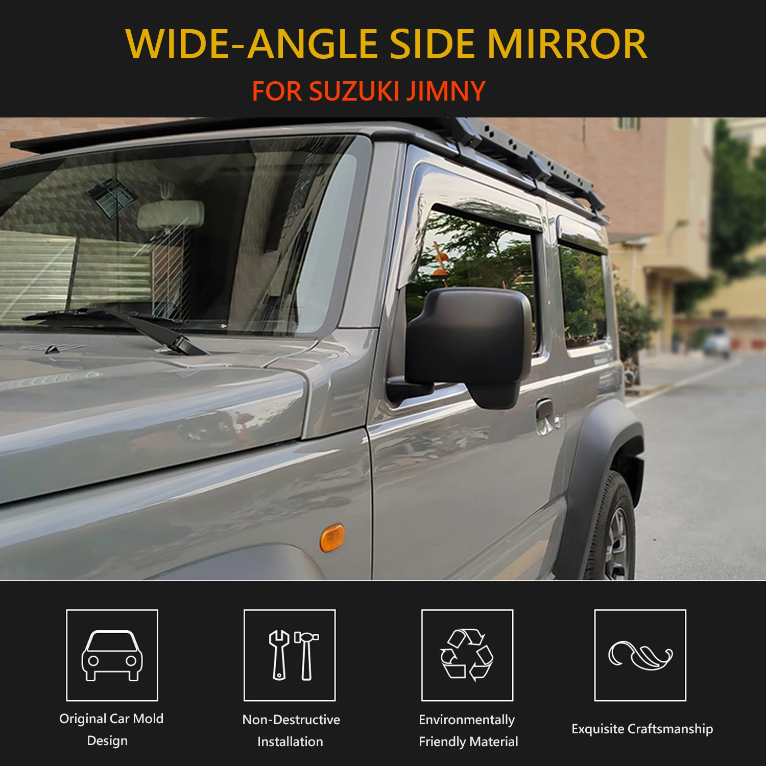 For Suzuki Jimny JB64 JB74 Car Reverse Parking Wide Angle Convex Rear View Mirror Rearview Auxiliary Blind Spot Mirror