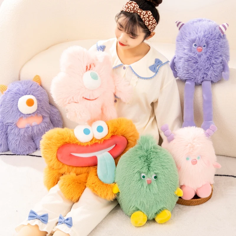 

Long Hair Little Monster Kawaii Series Plush Toys Soft Small Hand Puppet Colorful Expression Interesting Gift Child Home Decor