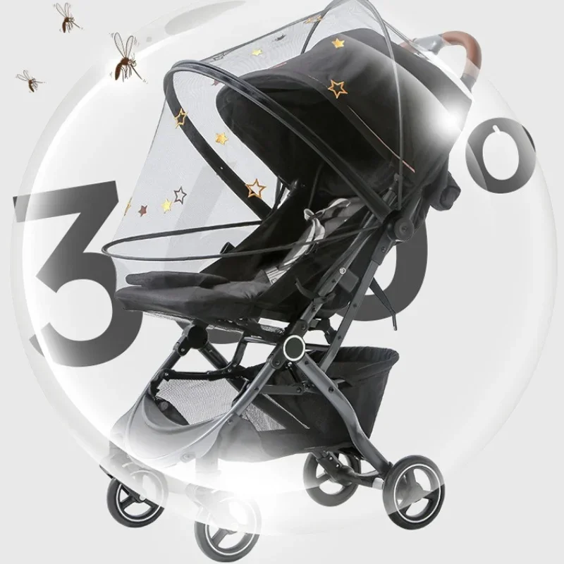 Foldable Baby Stroller Mosquito Net Stand Zipper Type Summer Breathable Mosquito Proof All-Season Pram Cover Insect Netting