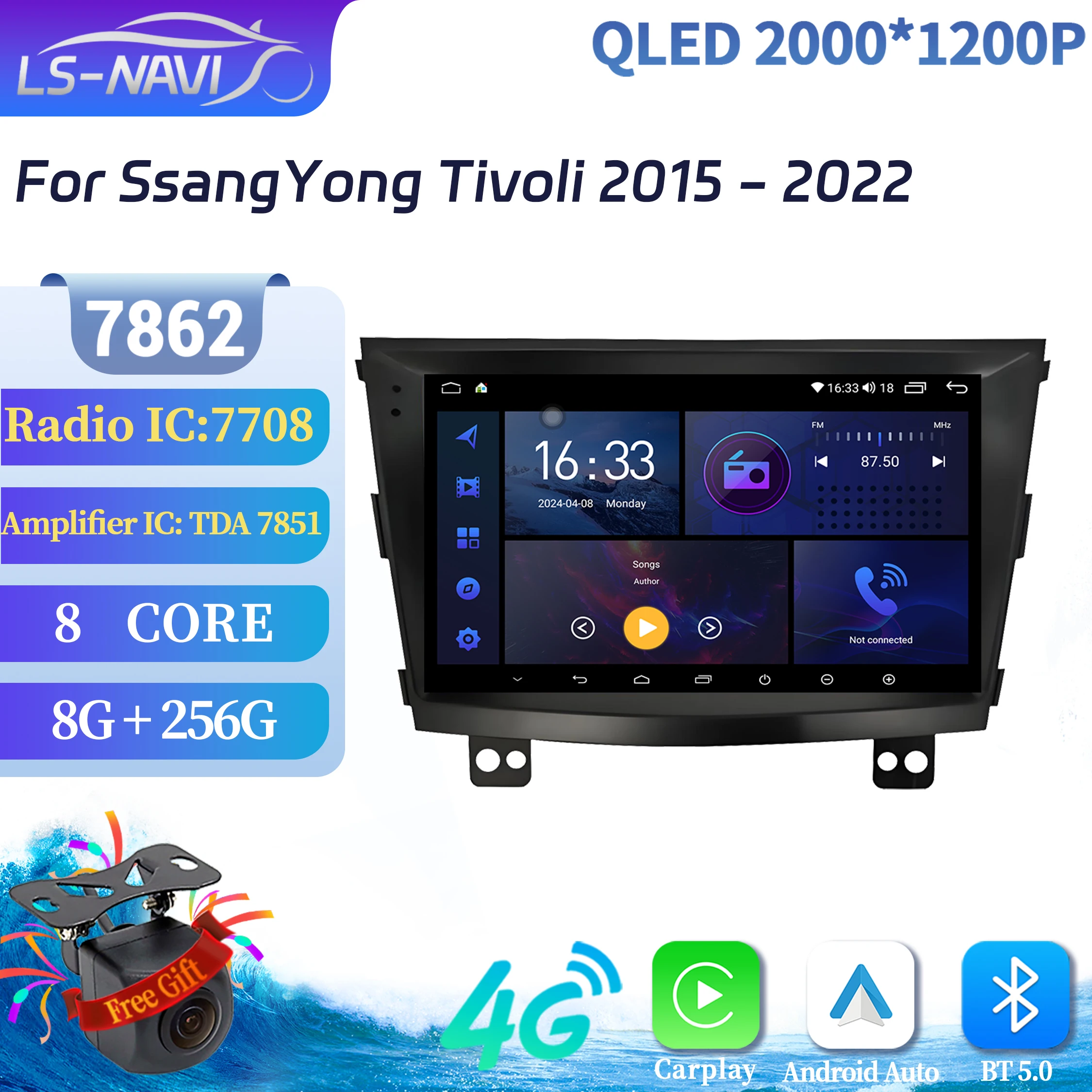 

Android 14 Car Radio For SsangYong Tivoli 2015-2022 Multimedia Navigation Carplay 7862S 8G 256G Head Unit System 2K QLED Screen