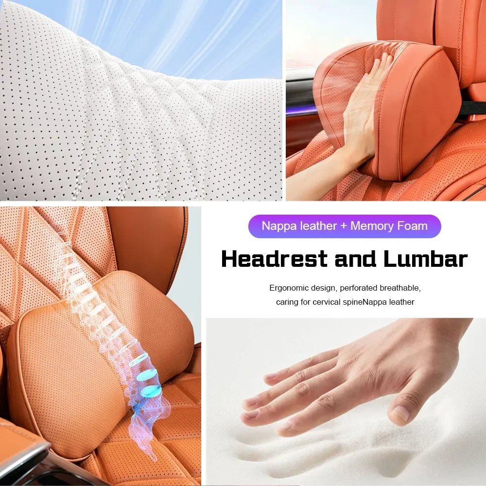 Memory Foam Car Headrest Neck Pillow For Seat Altea Leon Ibiza Ateca Formentor Breathable Leather Rest Cushion Lumbar Support