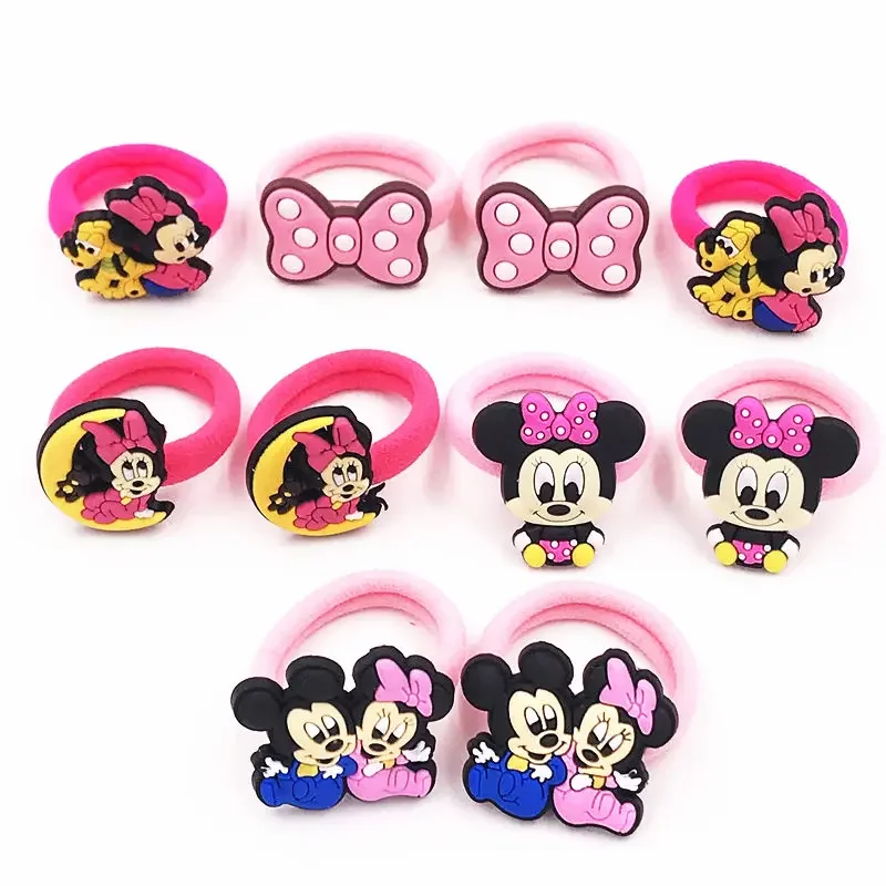 10PCS Mickey Minnie Daisy Donald Elastic Hair Rubber Band Headband Girls Cartoon