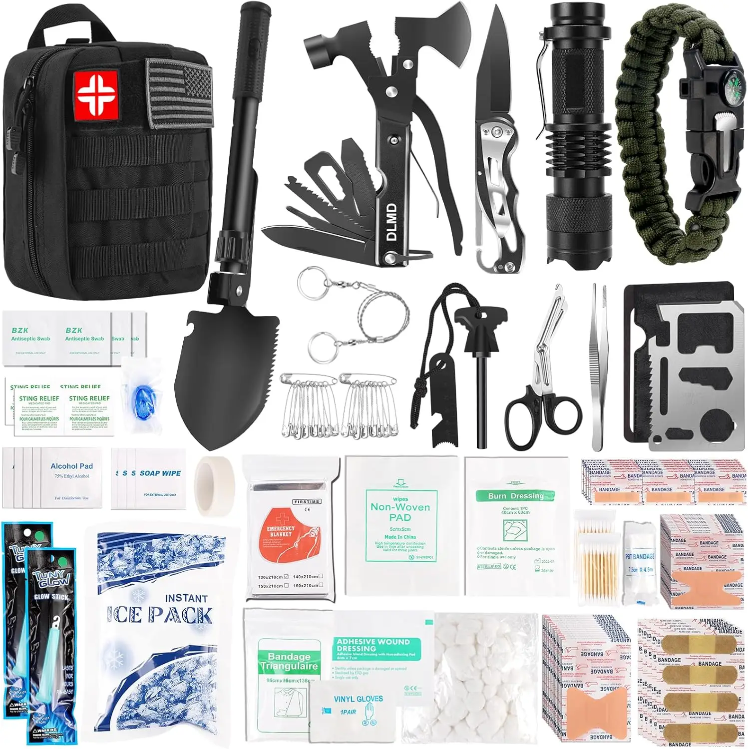

320-Piece Survival First Aid Kit with Tactical MOLLE Pouch for Outdoor Camping Hiking Adventure Emergency