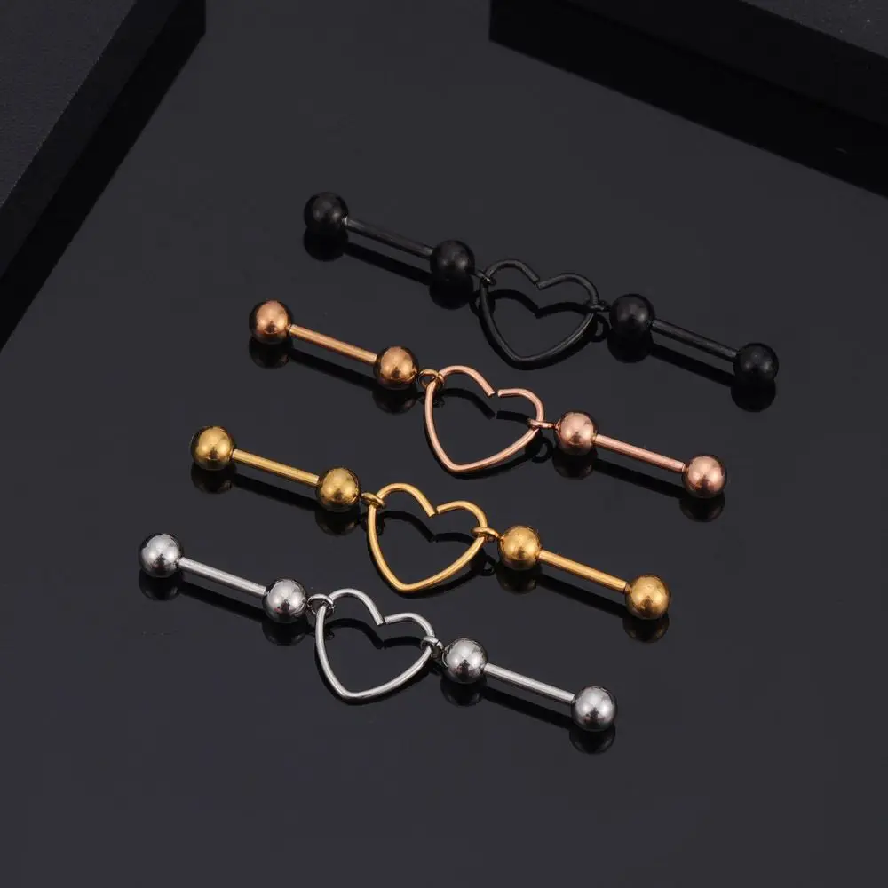 All-match Gothic Temperament Stainless Steel Lady Women Earring Piercing Heart Earring Korean Style Earring Ear Bone Stud