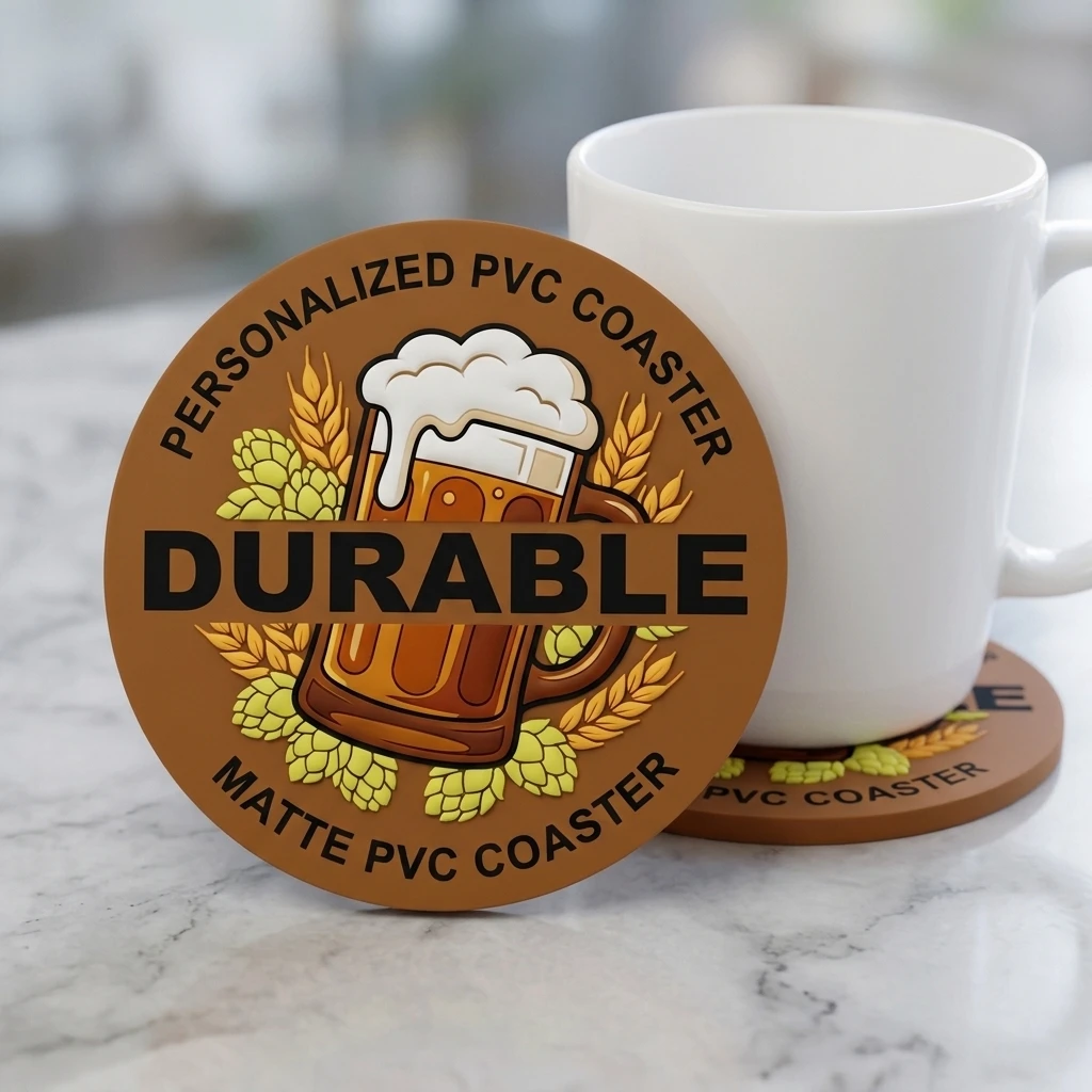 Custom Logo PVC Round Coaster Non‑Slip Heat Resistant Cup Mat Personalized Table Decor for Home Party Gift