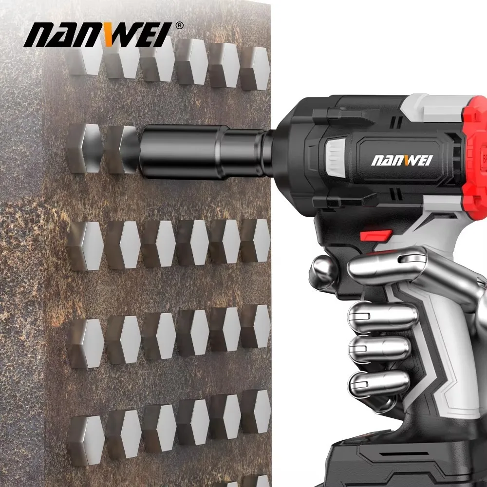NANWEI 350N Cordless Electric Wrench 21V Brushless Power Tool Portable Handheld Impact Wrench for Car Repair and Home