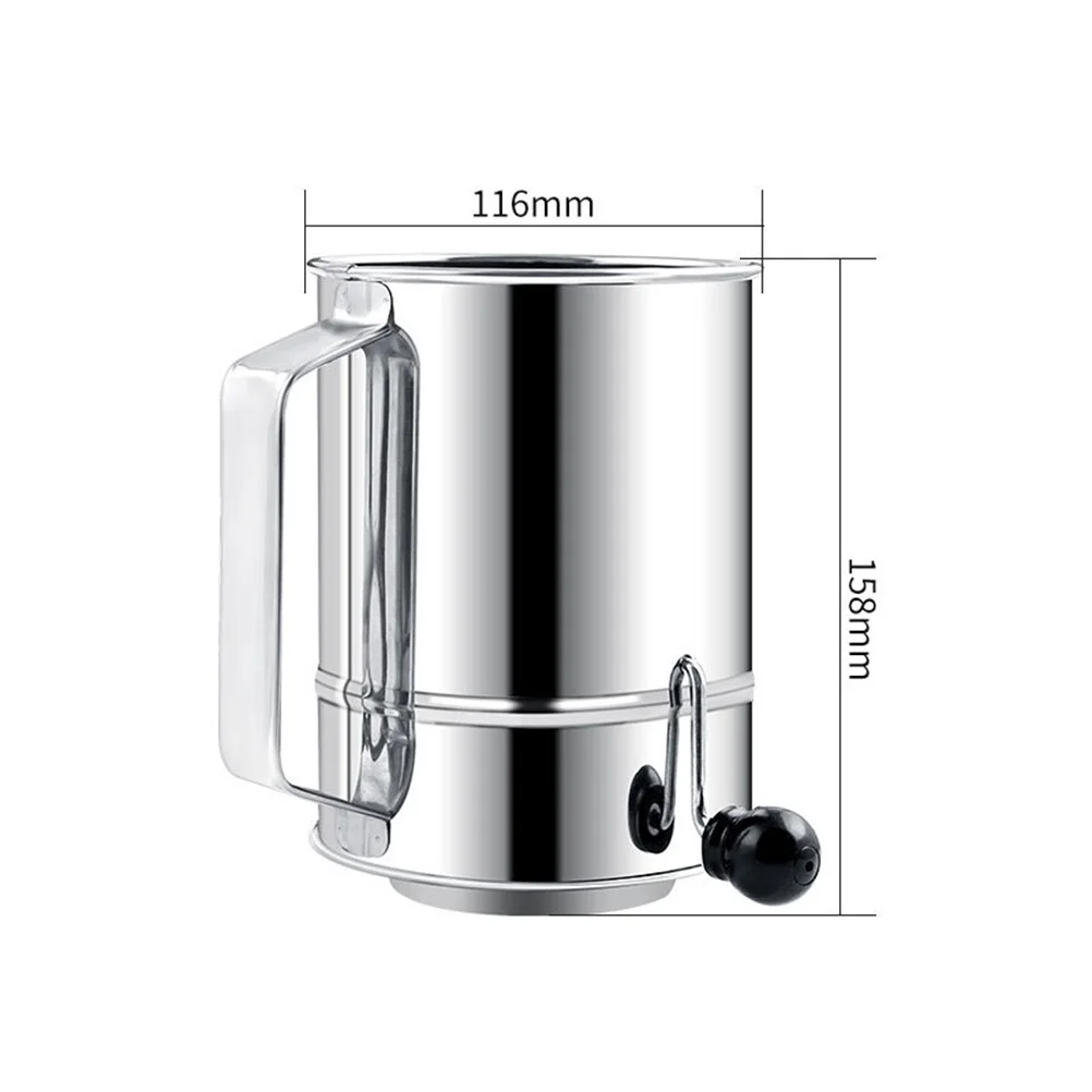 

Stainless Steel Handheld Flour Sifter Sieve Filter Crank Home Strainer Mesh Baking Powder Cocoa Cake Seasoning Portable Large