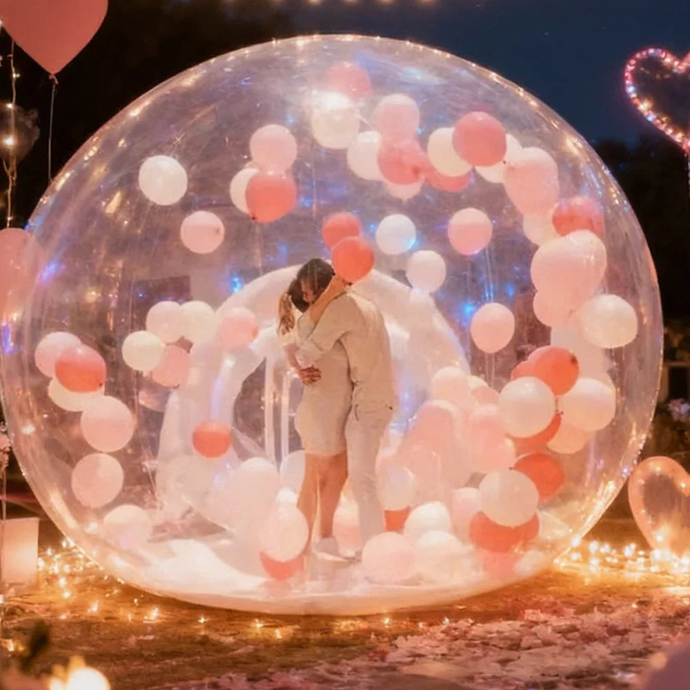 Weerbestendige opblaasbare transparante koepel, bubbeltent met blower voor buitenbruiloften & feesten