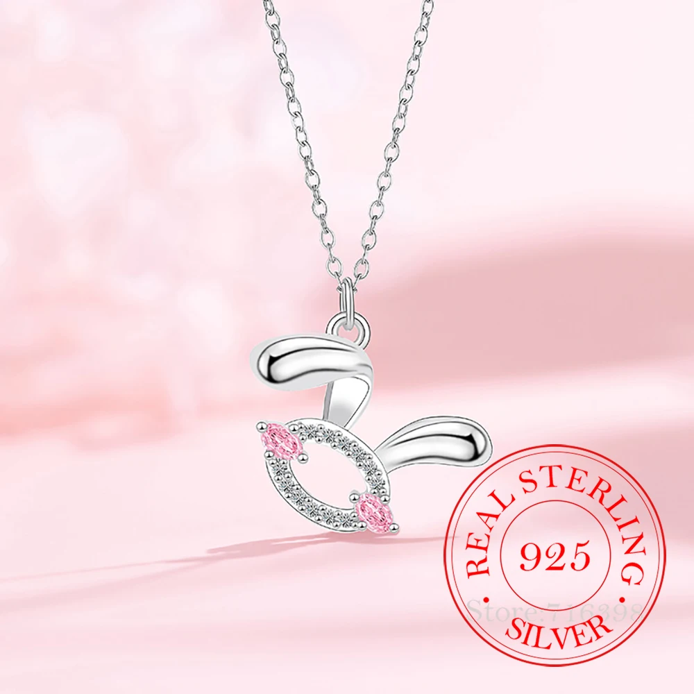 

Ювелирные изделия из стерлингового серебра 925, роскошное розовое циркониевое ожерелье с подвеской в виде кролика для женщин, роскошный подарок для свадебной вечеринки