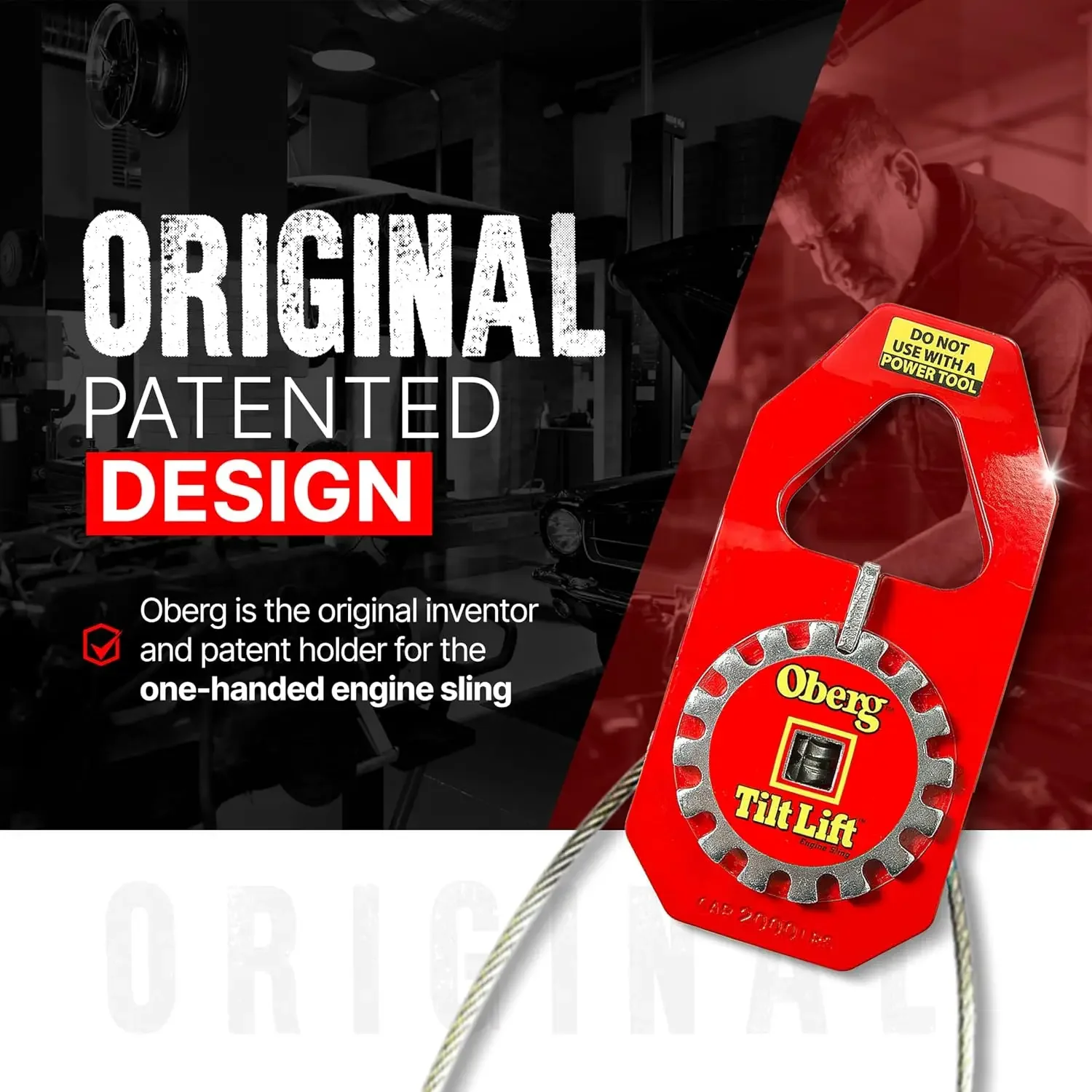 US Shipping Engine Leveler | Original Chainless Hoist Sling For Engine & Transmission Swaps | 1 Ton (2,000 Lb) Capacity, 45° Til
