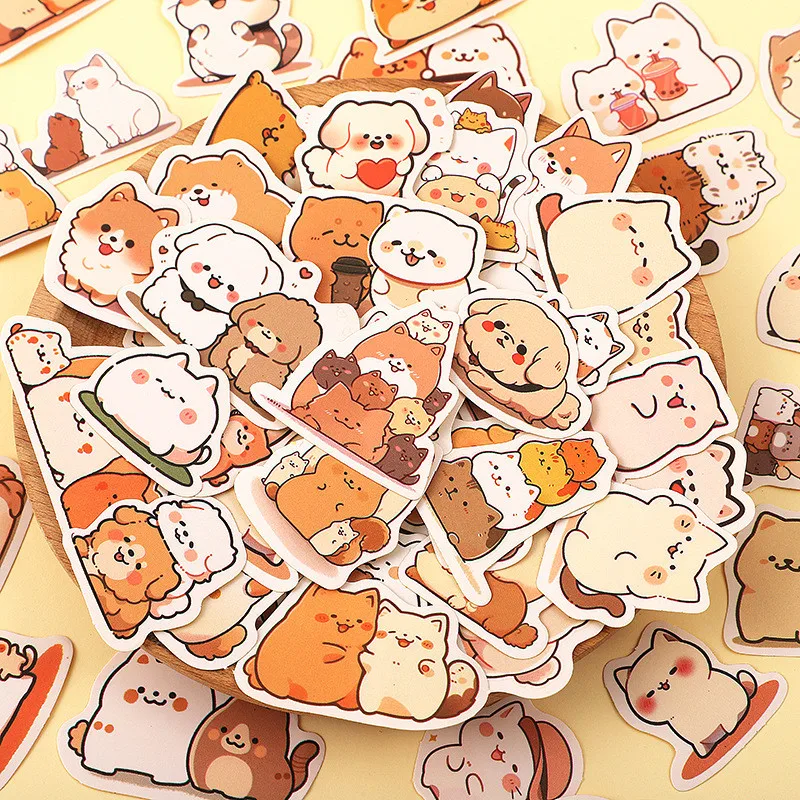 

108pcs Original Kawaii Cat & Dog Stickers - Waterproof Vinyl Decals for Journal, Laptop & DIY Crafts