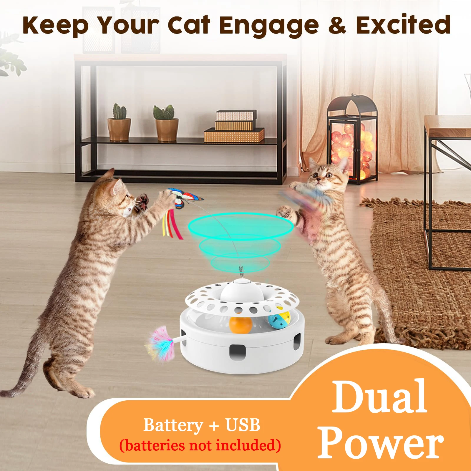 3 in 1 Electric Butterfly Cat Toy Interactive Cat Balls Track Electronic Cats Toy Automatic Cat Puzzle Toy For Indoor Cats