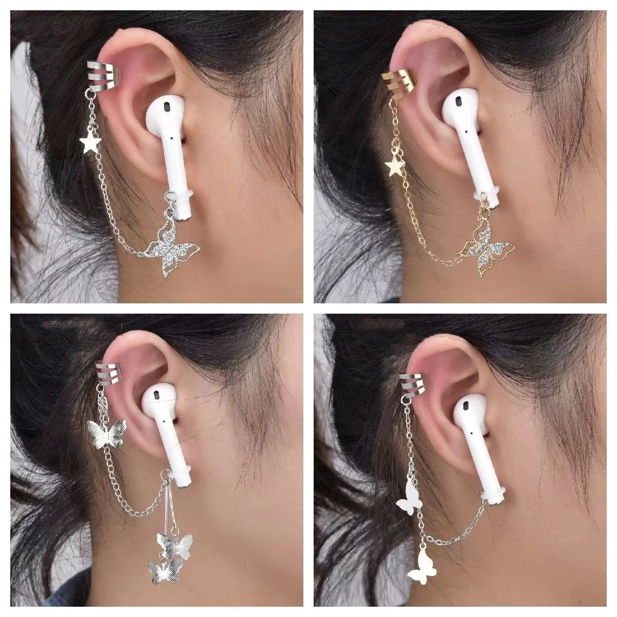 Earphone Anti-Lost Holder Clip Chain Earrings Hanging Hook Earring Strap Earbuds Wireless in-Ear Earphones Headset for Airpods 1