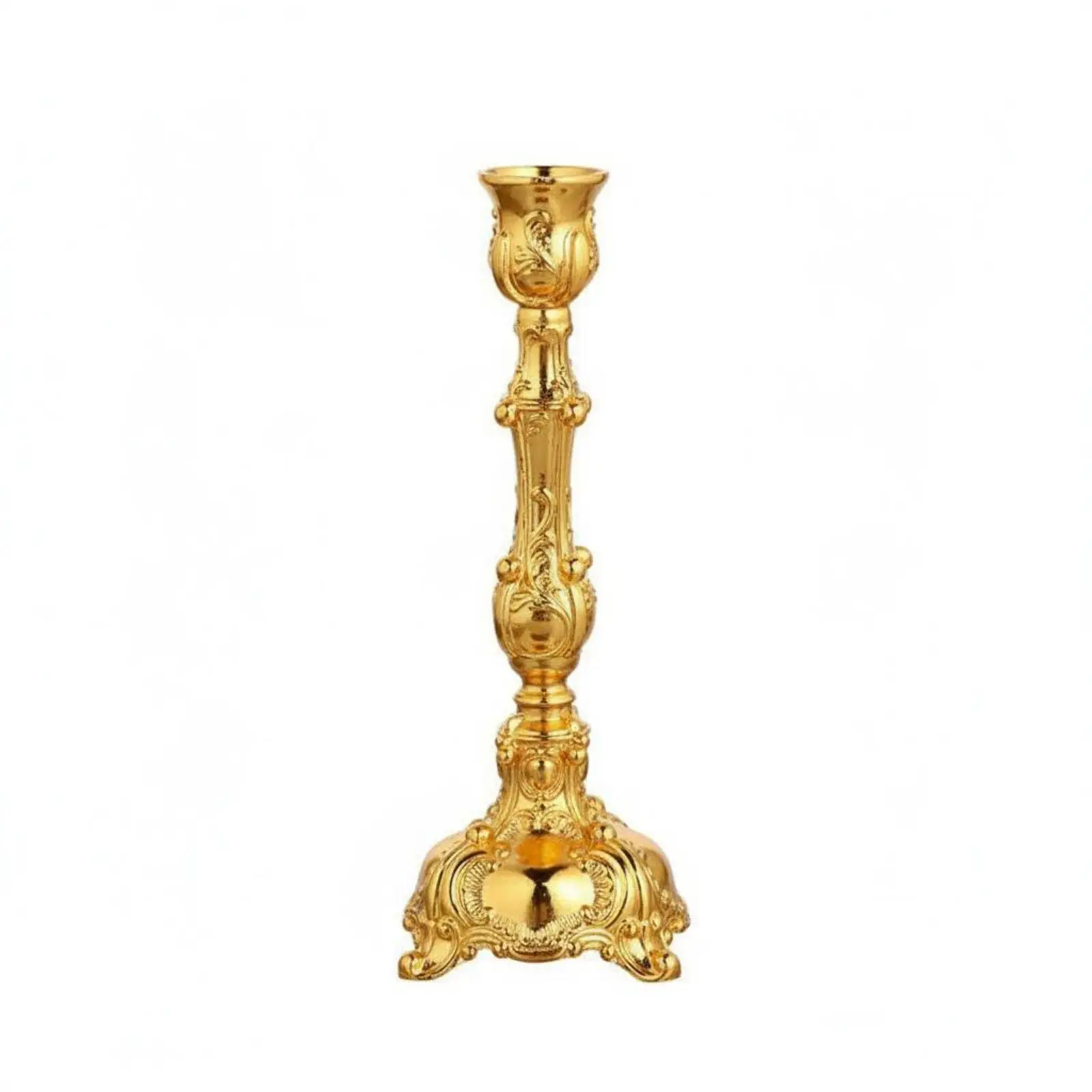 Zinc Alloy Single Candle Holder Vintage Metal Taper Candlestick European Style Tabletop Decor for Home Wedding Hotel