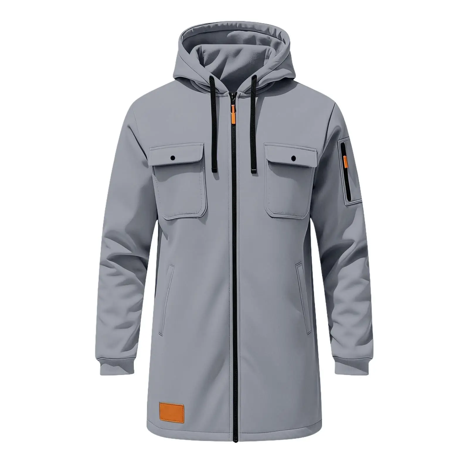 2026 Spring Autumn Men's Hooded Long Hoodies Casual Solid Multi-Pocket Sports Hoodie Trench Male Cardigan Sweatshirts Outwear