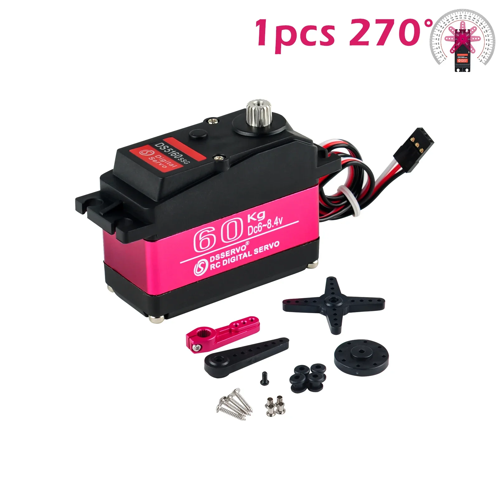 60Kg Servo Ds5160 Digitale Servo Waterdichte Servo Hoog Koppel 180 270 Graden Volledig Metalen Versnelling Voor Redcat Baja 1/5 Rc Auto