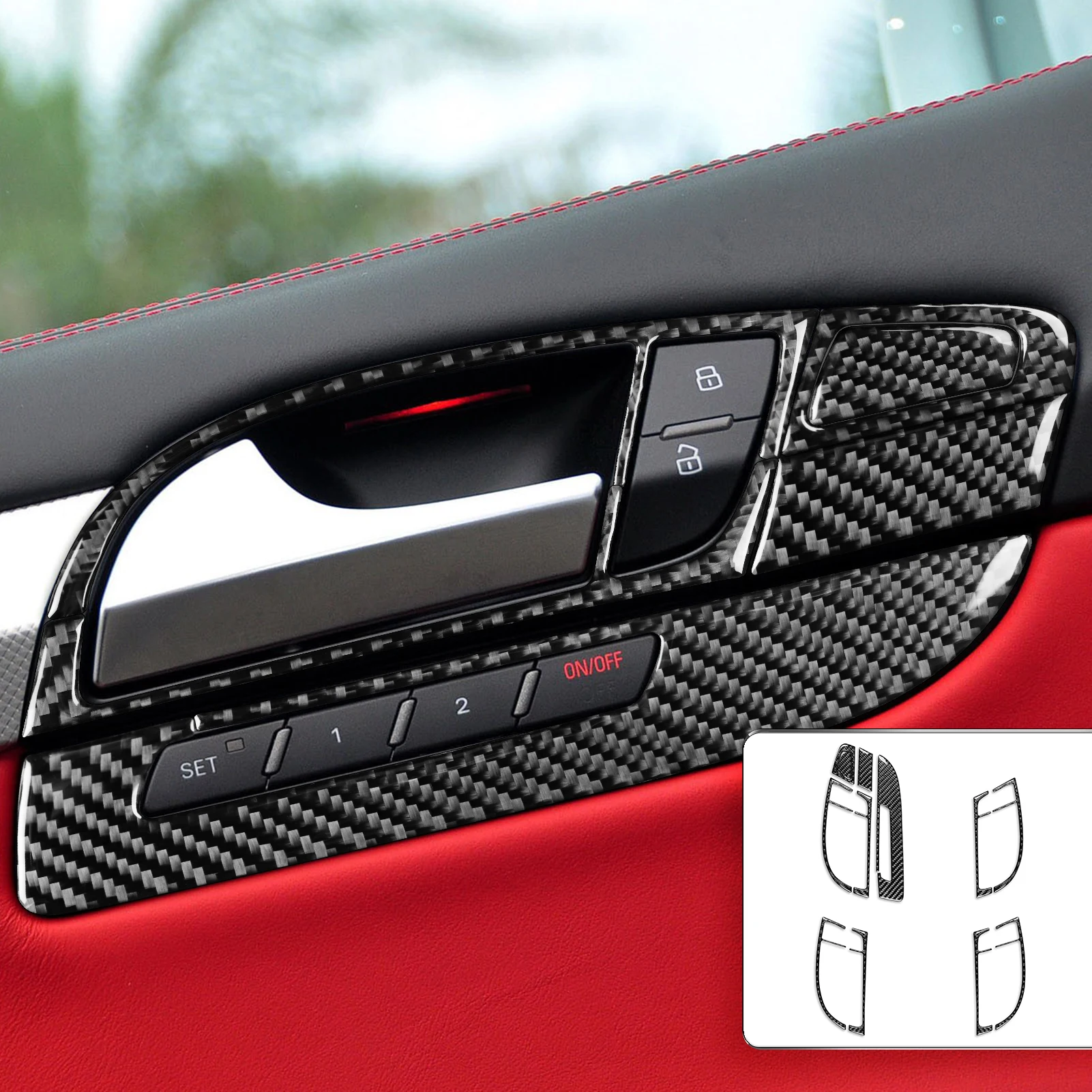 Image of 12Pcs Carbon Faser Auto Innen Türgriff Rahmen Abdeckung Trim Für Audi Q7 2007 2008 2009 2010 2011 2012 2013 2014 2015