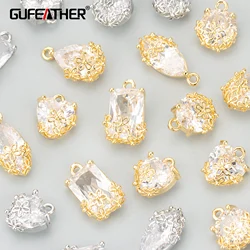 GUFEATHER,6pcs/lot,MG12,jewelry accessories,18k gold rhodium plated,copper,glass,hand made,charms,jewelry making,diy pendants