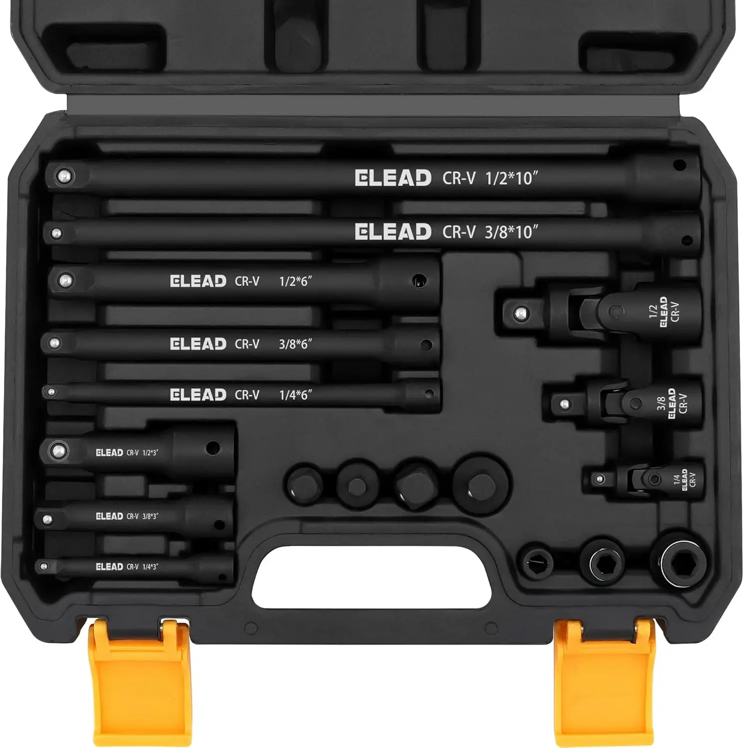 

ELEAD 18PC Impact Socket Extension Set Swivel Universal Joints 1/4 3/8 1/2 Drive Socket Extension Bar Adapter Set for Automotive
