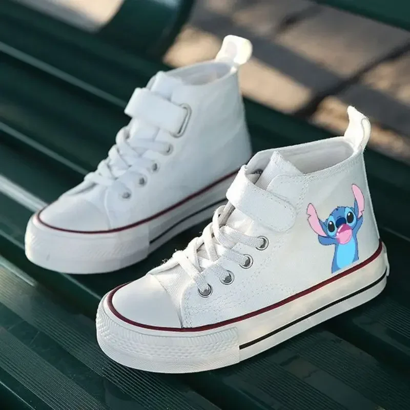 Zapatos cómodos informales de dibujos animados para niña, zapatillas deportivas de alta calidad Lilo Stitch para niños, zapatos de lona con estampado de Disney para niños, zapatillas de tenis para niños love