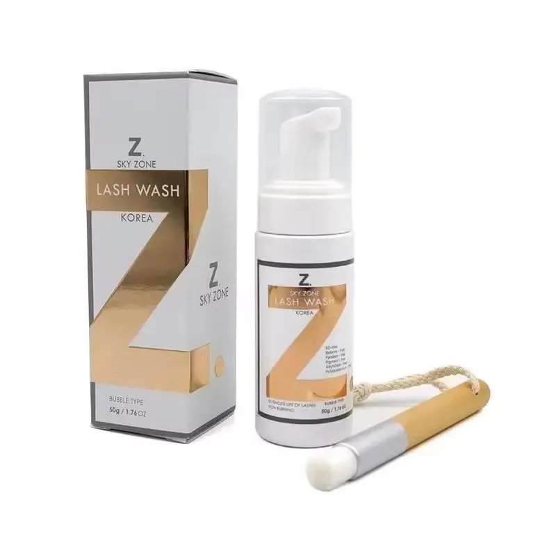 1 Bottle 50g Sky Zone Eyelash Extensions Foam and Lash Brush For Lashes Wash Eyelash Cleaner Shampoo False Eyelash Cleaning Foam
