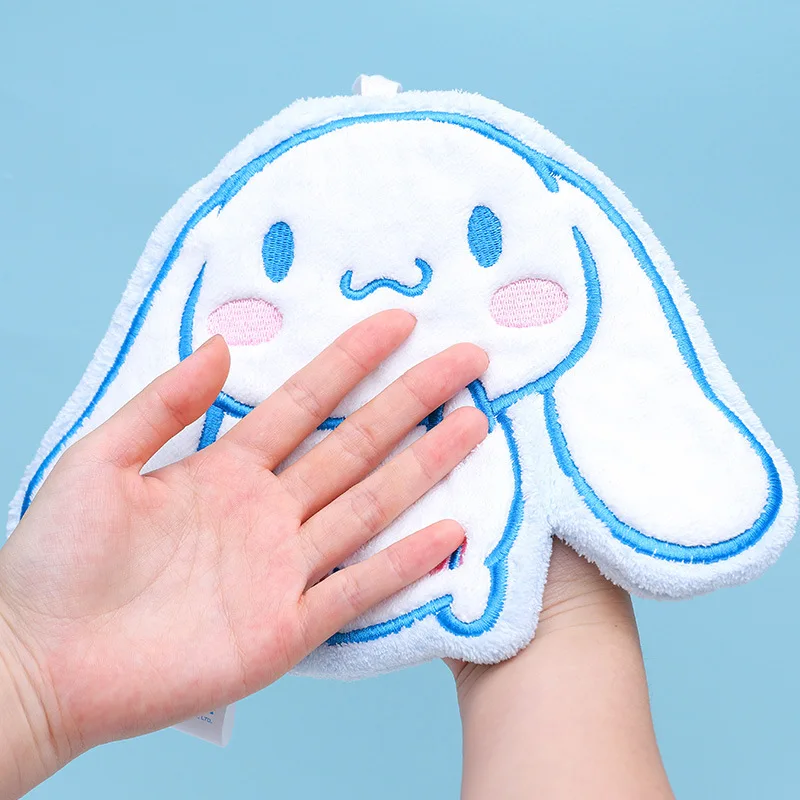 Sanrio Cinnamoroll Anime Plush Cleaning Towel Hanging Hand Towels Loops Quick Dry Soft Absorbent Microfiber